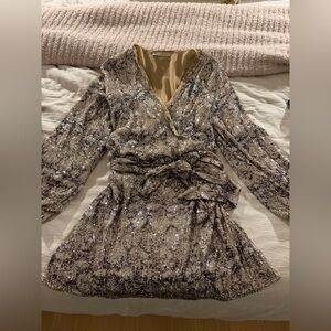 Elegant Sequin Wrap Dress